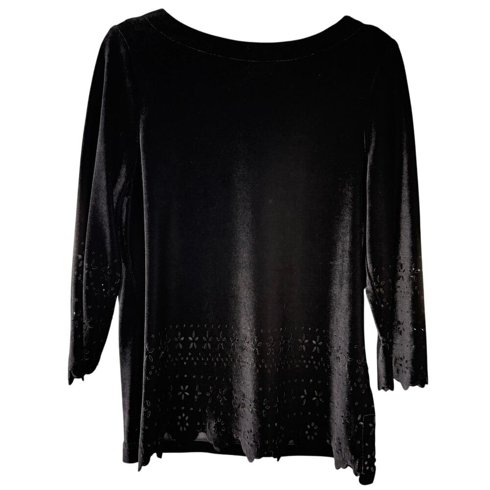 Vintage KC SPENCER Velvet Whimsigoth Black Size 8 Modest Witchy 3/4 Sleeve Tunic